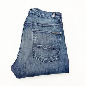 7 For All Mankind Nate Dark Wash Denim Flare Wide Leg Denim Jeans Size 33